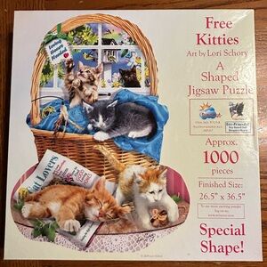 “Free Kitties” Cat-Themed Special Shape Jigsaw Puzzle 1000 pieces by SunsOut